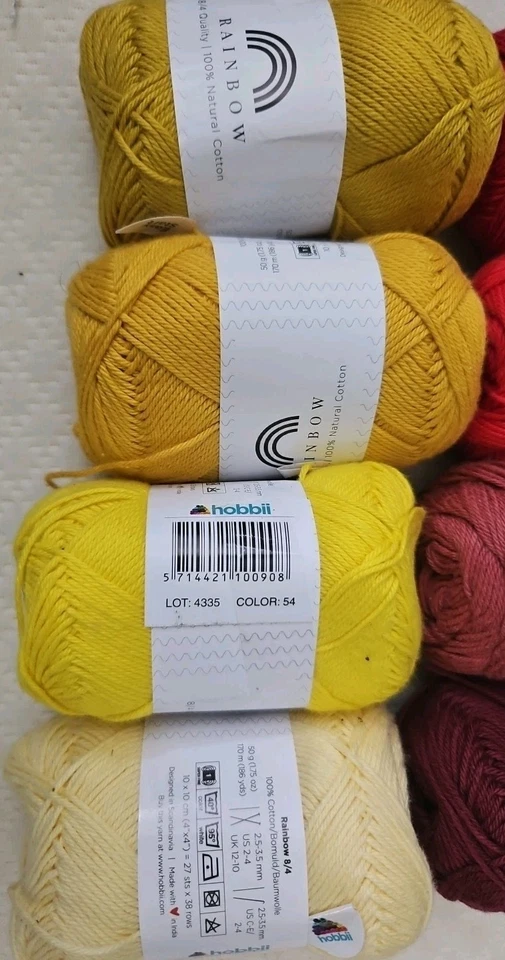 Hobbii Rainbow Yarn Size 1 Lot Of 16 Skeins 50 Gm Each Spring/Baby Colors - Image 2 of 4