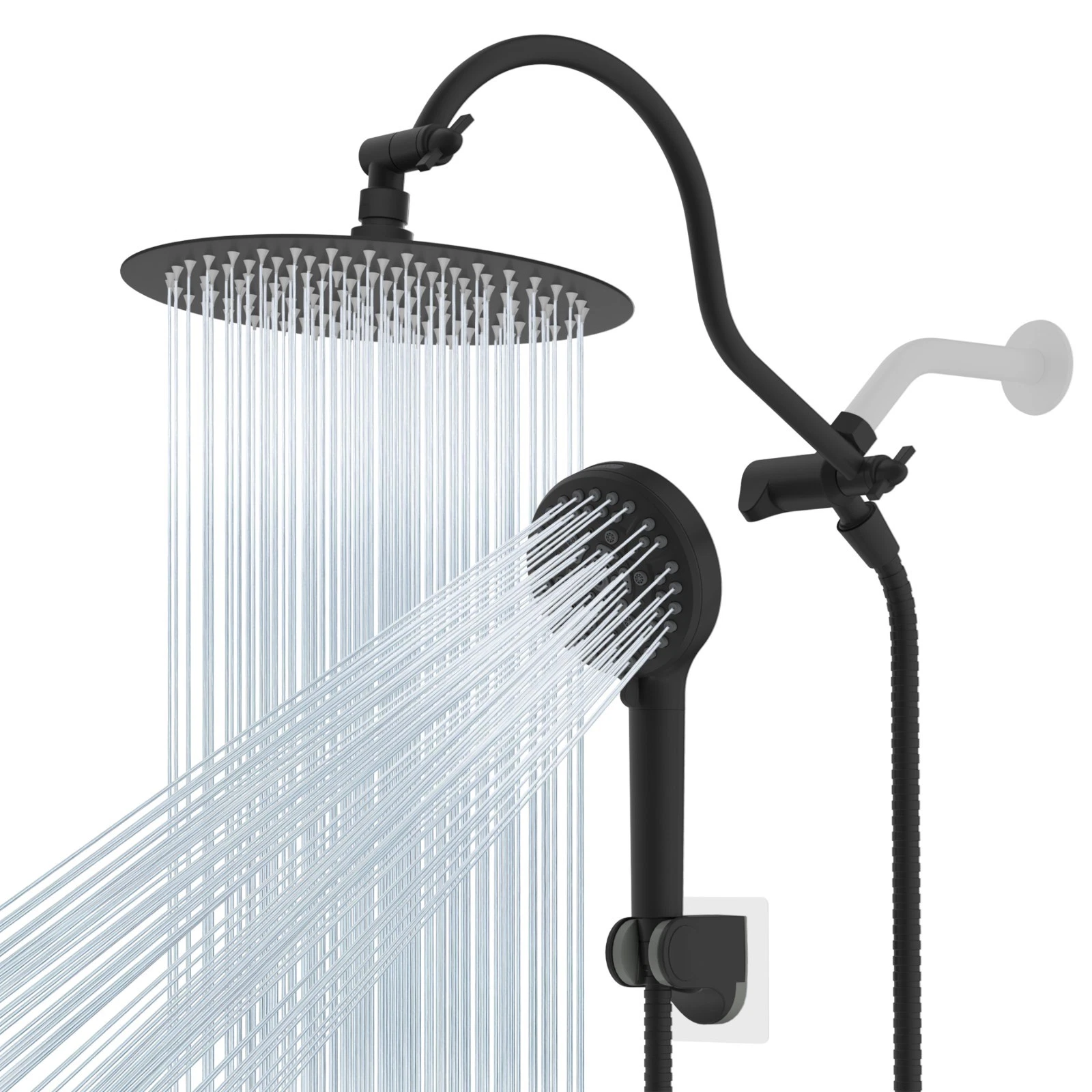 10'' High Pressure Rainfall Shower Head with 10-Spray Handheld Spray Combo Round
Opens in a new wind