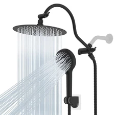 10'' High Pressure Rainfall Shower Head with 10-Spray Handheld Spray Combo Round