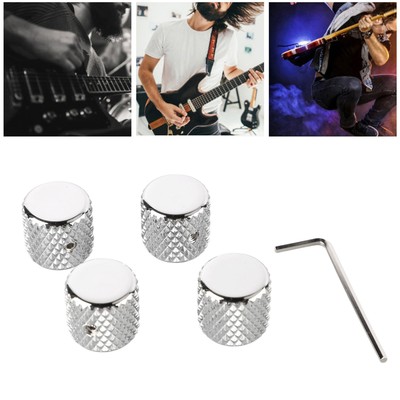 4Pcs Gitarrenknopf Metal Volume Tone Control Dome Flat Top Barrel Knob Musik VKS