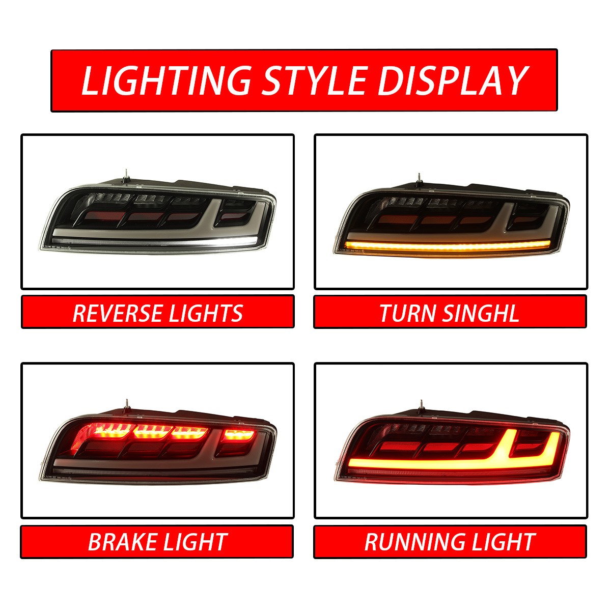 SINDAR Rear LED Clear Lens Tail Lights VANTA DESIGN For Audi R8 2007-2015  LH RH