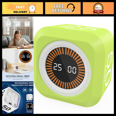 Rotating Cube Countdown Timer - 5, 10, 25, 50 Min Preset & Custom Modes