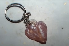 resin crafted pink heart with wood texture keychain