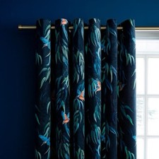Dunelm Kingfisher Pencil Pleat Velour Curtains Lined + 2 matching cushions 