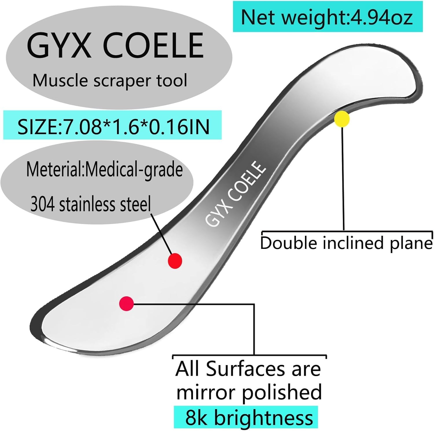 Stainless Steel Muscle Scraper Tool, Scraping Massage Tools for Physical Therapy