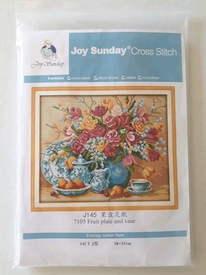 Joy Sunday Obstteller & Blumenvase bunt gezählt Kreuzstich Set
