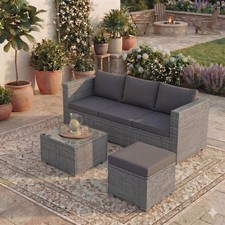 Rattan Garden Furniture 4 Seater Corner Sofa Table Patio UKFR Outdoor Set