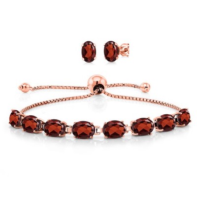 Gemstone Birthstone Bolo Bracelet & Stud Earrings Jewelry Set For Women | 925