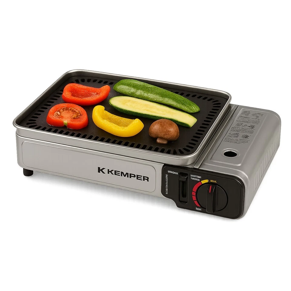 Plancha portable à gaz 2300W Kemper + 2 cartouches de gaz - Photo 2/4