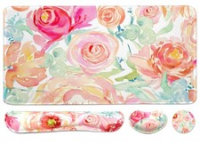 Large Mouse Pad Set Cute Extended Keyboard Wrist Rest Memory Foam Flower Mat