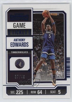 2023-24 Panini Contenders Blue Game Ticket 37/49 Anthony Edwards #62 0u3v