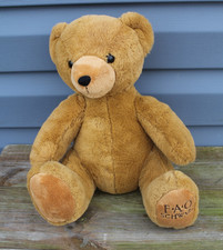 FAO Schwarz Soft Plush Sitting Teddy Bear Brown 13" Solid Tan Fluffy Cute Toy