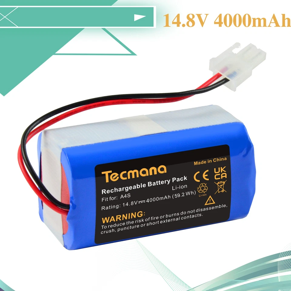 TECMANA 4.0Ah 14.8V Li-ion Akku Für Zaco A4 A4s A6 A8 A8s A9 A9s V7 V7s Pro Plus 501929