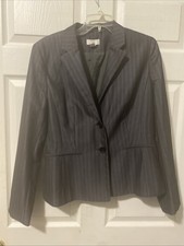 Ann Taylor Loft Dark Gray Pinstripe Blazer - Size 12 REPAIR WORK NEEDED