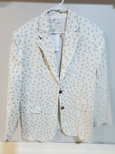 Mango Oversized Button Front Floral Blazer Size L New