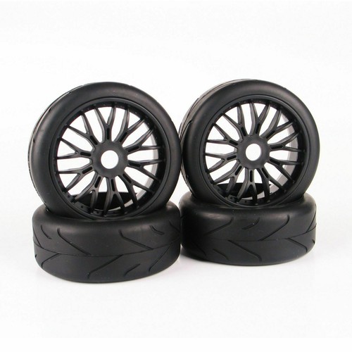 4 Pcs 1:8 On-Road Rubber Tires Wheel RC Car Buggy Rims Set For HPI HSP - Picture 2 of 4