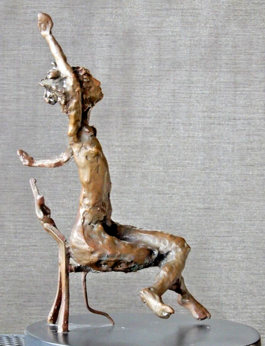Donald Haskins Bronze Figurine -OOAK Primitive Nude Woman Sitting 14" Tall - Picture 13 of 13
