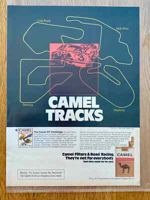 Camel Tracks Daytona Sebring Lime Rock Original 1973 Vintage Print Ad Werbung
