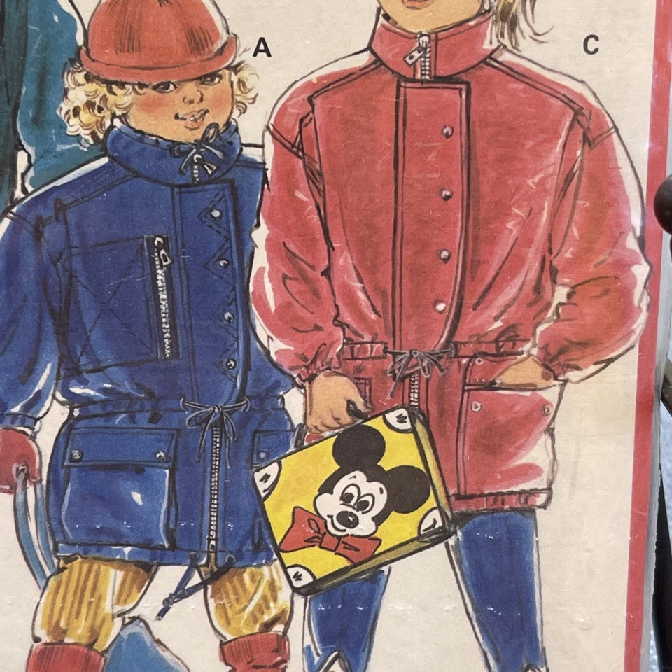 UNCUT Vintage Burda 6175 Sz 3 4 6 7 10 Kids Hooded Long Warm Winter Jacket - Image 2 of 4