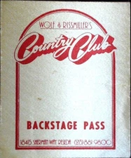Country Club Backstage Pass Wolf & Rissmiller’s LA Rock Venue California 1980s