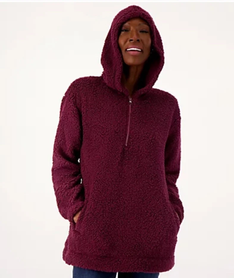 Koolaburra by UGG Brushed Back Sherpa Hoodie Pullover Fig Large A544816
