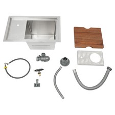 Stainless Steel Sink Modern Undermount Kitchen Sink w/ Chopping Board Cup Washer