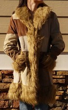 Esprit Womens Suede Leather Patchwork Coat Faux Fur Large Y2k Bratz Style Rare