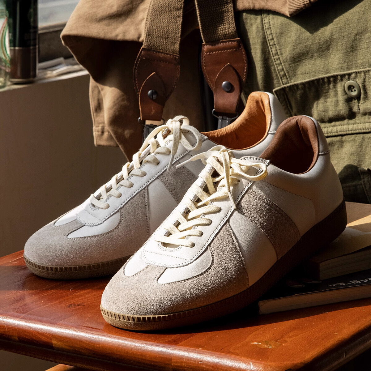 Vintage Red Tornado German Army Trainer Shoes Leather GAT Sneaker Casual  White