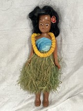 Vintage Hawaiian Hula Girl Plastic Doll / Eyes Open  Close