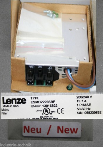 Lenze ESMD2222SBF Drive 240V 2.2KW 1PHASE Emi Filtre - Photo 1 sur 4