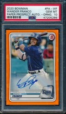 PSA 10 WANDER FRANCO AUTO 2020 Bowman ORANGE Paper Autograph #/25 RC GEM MINT