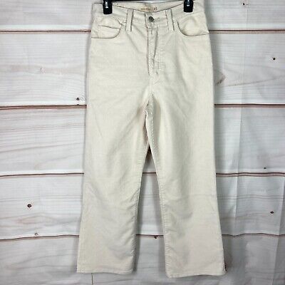 Levis Pants Womens 29 Ivory Ribcage Crop Bootcut Corduroy Button Fly High  Rise