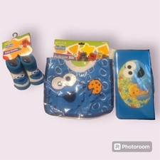 Sesame Beginnings Baby Booties, Bib, Wipes Travel Case
