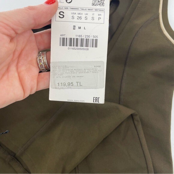 NWT ZARA Chocolate Brown Stretch Scoop Back Minimals Neutral Bodycon Midi Dress thumbnail 5