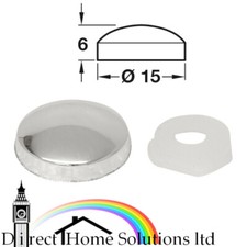 6 X CHROME MIRROR SCREW CAP 2 PARTS PLASTIC DOME SCREW CAP COVER FOR 6-8MM SCREW