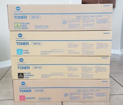 Konica Minolta TN711 Toner Set Color CMYK / Cyan Magenta Yellow Black, Sealed.