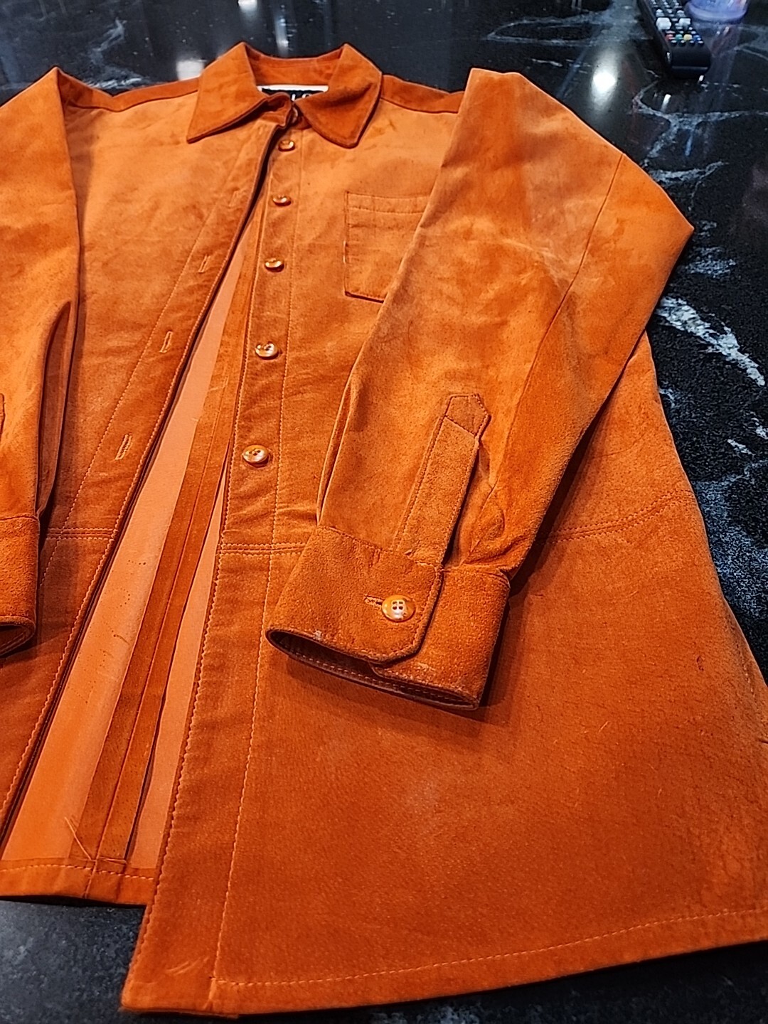 MLC Orange Leather Jacket Button Down - image 3