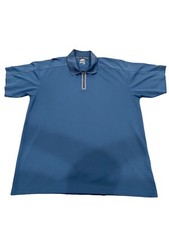 Columbia Titanium Men's Slate Blue Zip Polo Golf Shirt Polyester Omni-Dry Large