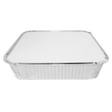 9"x9"x2" Large Aluminium Foil Food Containers Trays + Lids Takeaway Baking Pies