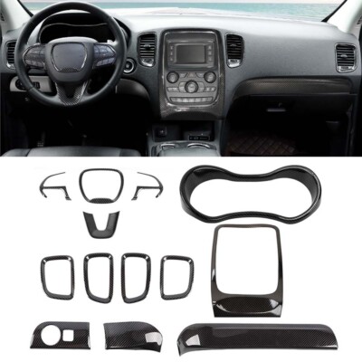 13x Carbon Fiber Center Console Dash Cover Trims Kit for Dodge Durango 2014-2020
