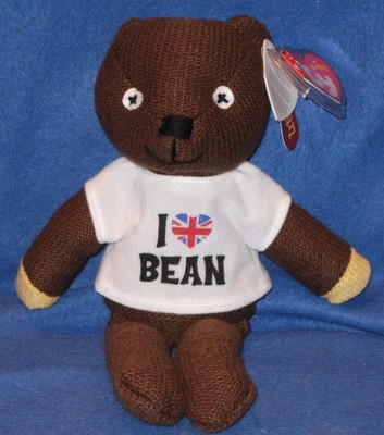TY MR. BEAN BEANIE BABY wearing I LOVE BEAN T-SHIRT - UK EXCLUSIVE - MINT TAGS