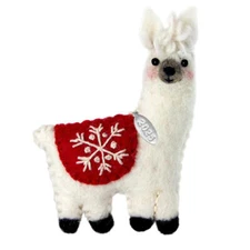 Llama Christmas Ornaments 2025 - Handmade in Nepal Felt, Wool; Fair Trade Unique