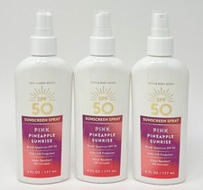 3 NEW BATH  BODY WORKS PINK PINEAPPLE SUNRISE SUNSCREEN MIST SPRAY SPF 50 6 OZ