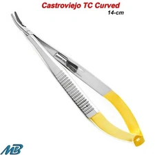 Castroviejo Needle Holder TC Dental Suture Forceps Curved Micro Surgery Forceps