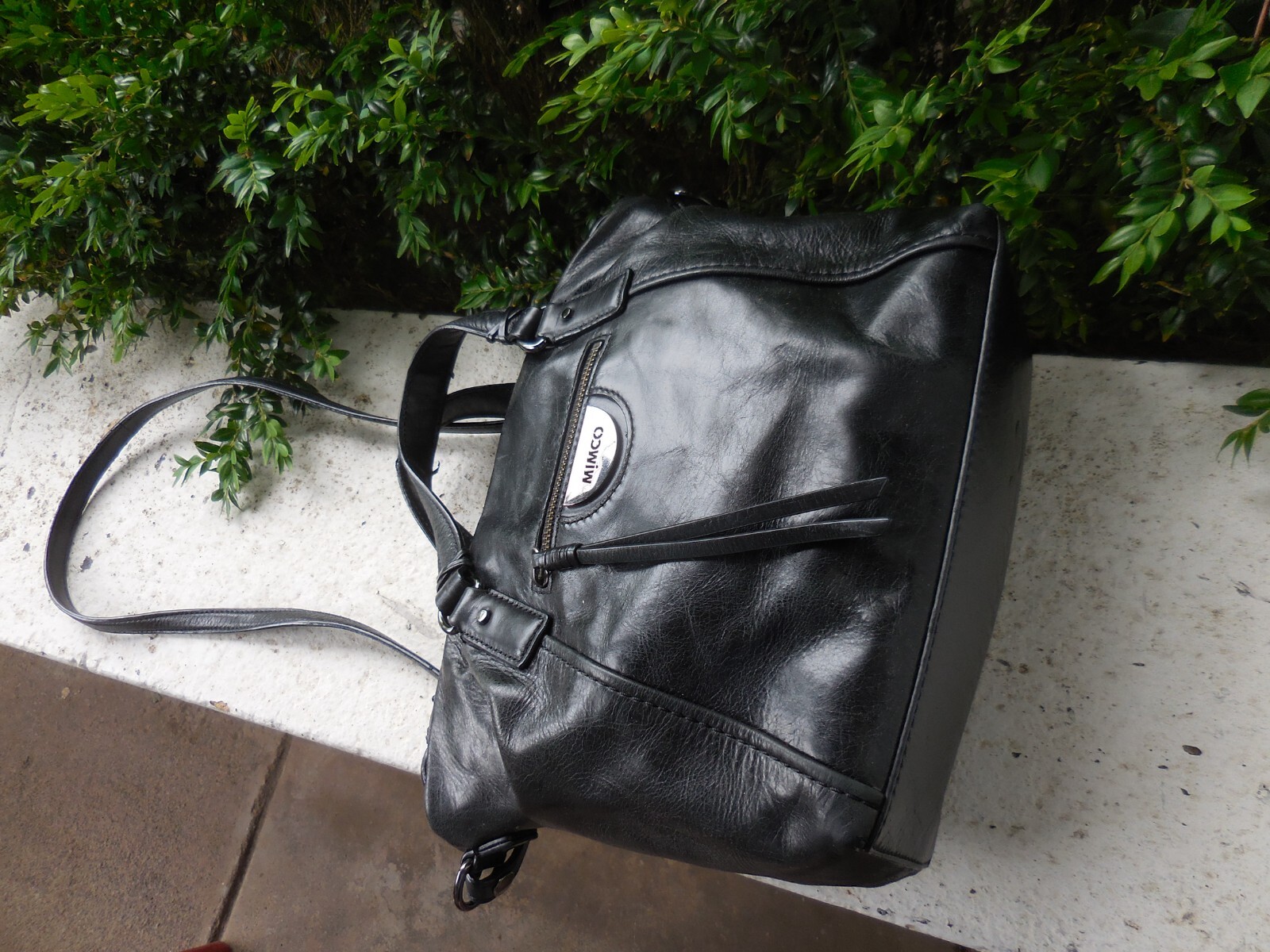 MIMCO BLACK LEATHER X BODY SHOULDER + BAG eBay