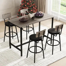 Bar Table and Stools Set of 4, 5 Piece Counter Height High Breakfast Table Chair