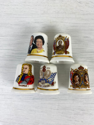 Königliche Familie/ Monarchie Fingerhut Konvolut x5 (George I, Edward VIII, Elizabeth II)