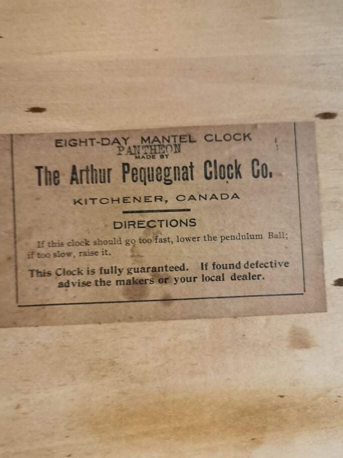 Arthur Pequegnat Pantheon Clock ! eBay