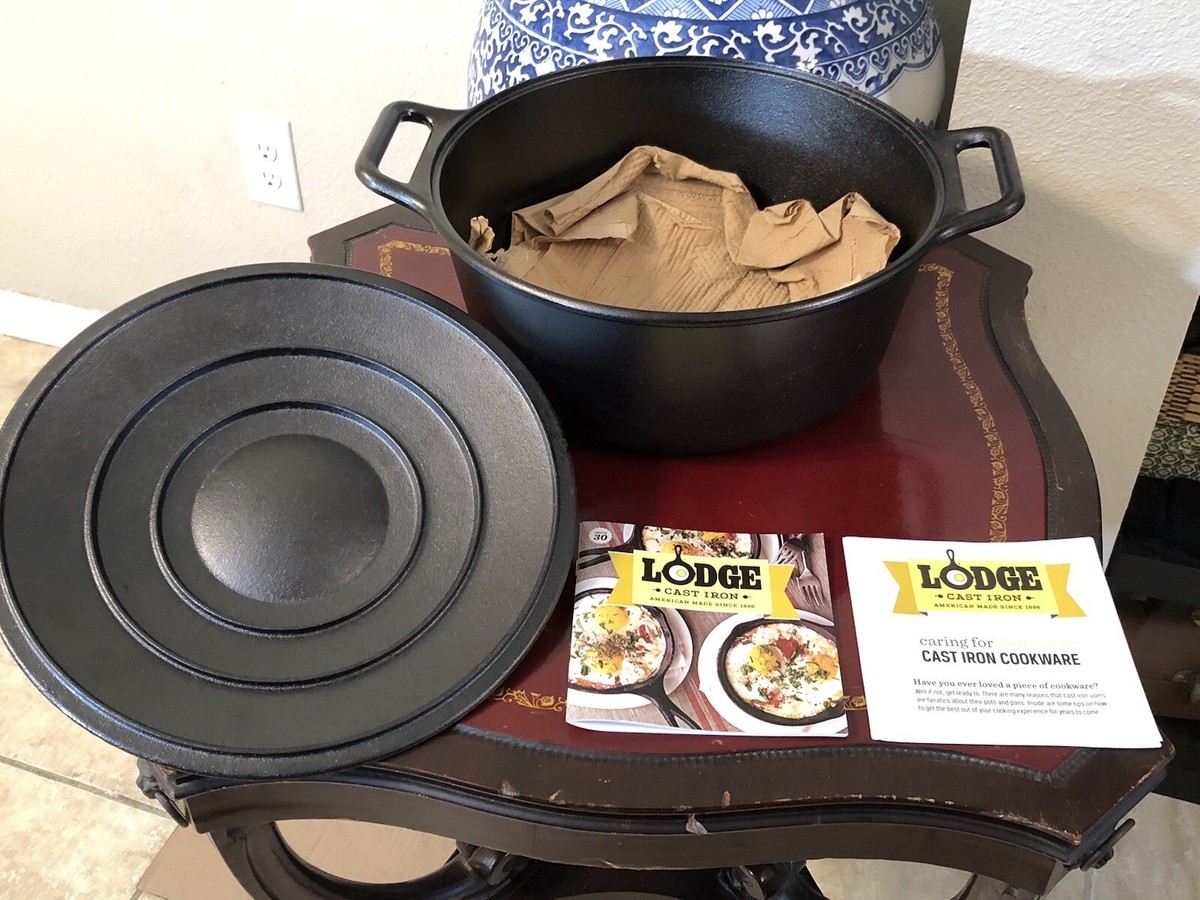 New Lodge P12D 7 Quart Cast Iron Dutch Oven Kitchen Chef Cook