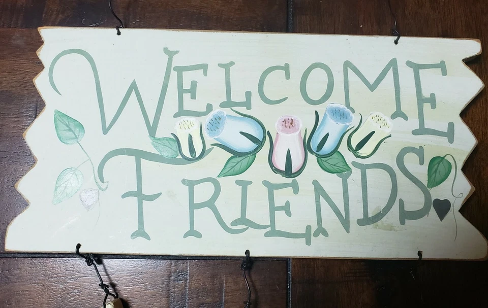 Rustic Wooden Welcome Friends Hanging Sign 12"×12" - Image 2 of 4